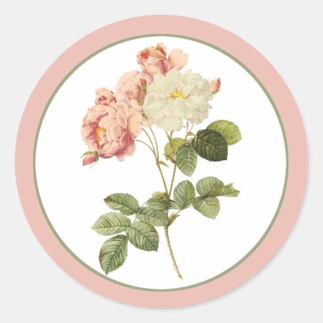 Rond Sticker d'enveloppe de Mariage Vintage chic (Devant)