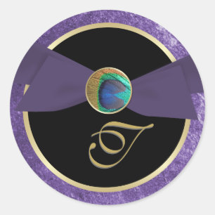 Rond Sticker d'enveloppe de monogramme et de bouton de