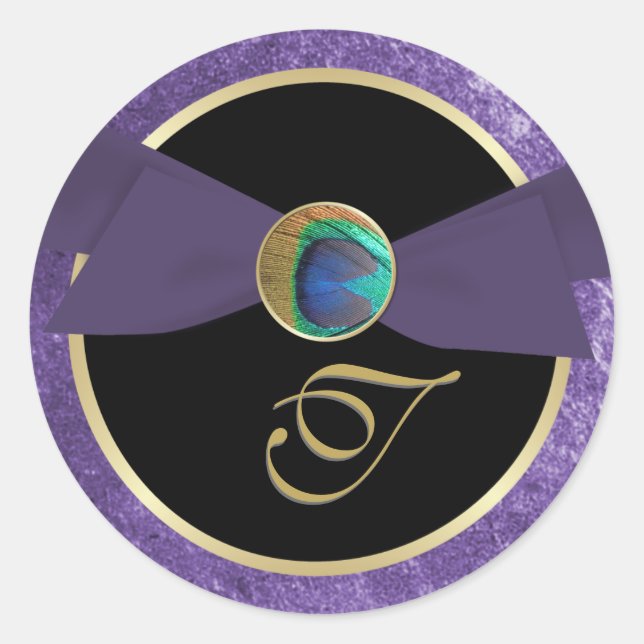 Rond Sticker d'enveloppe de monogramme et de bouton de  (Devant)