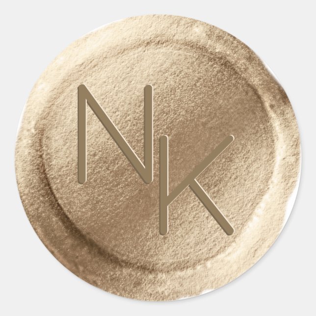 Rond Sticker d'enveloppe initiale de cire à huile jaune (Devant)