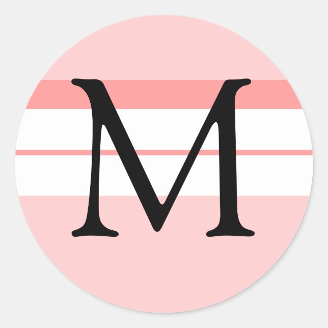 Rond Sticker d'enveloppe Mariage monogramme rose clair (Devant)