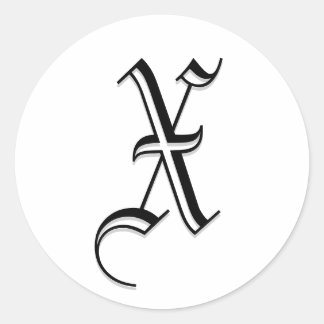 Rond Sticker d'enveloppe Mariage Monogramme "X"