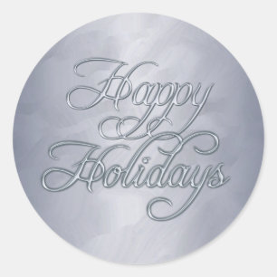 Rond Sticker d'enveloppe Silver Foil Happy Holidays