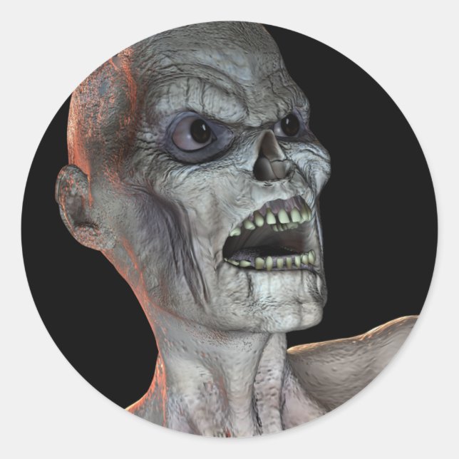 Rond Sticker Déplaisant Zombie Halloween KRW (Devant)
