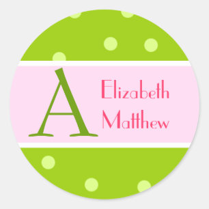 Rond Sticker Dernier Personnaliser rose verte et prénom