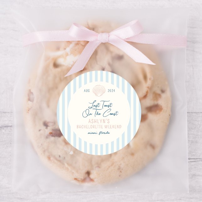 Rond Sticker dernier Toast On the Coast Bachelorette ro (Créateur téléchargé)