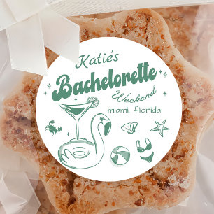 Rond Sticker Dernier toast vert Beach Bachelorette Part