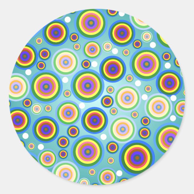 Rond Sticker des cercles psychédéliques rétro (Devant)