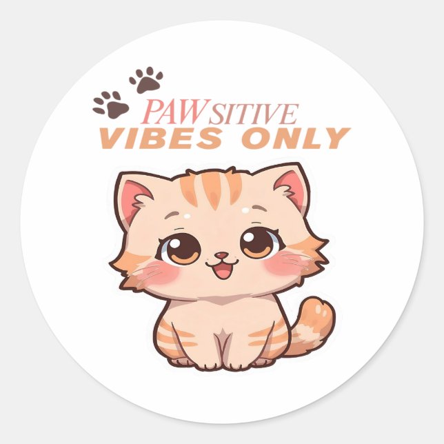 Rond Sticker Design Chat Cute Kawaii (Devant)