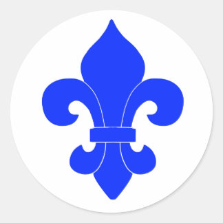 Rond Sticker Design Fleur de Lis Bleu