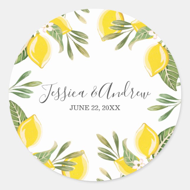 Rond Sticker d'été pour Mariage citron Citrus (Devant)