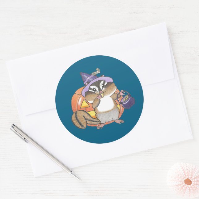 Rond Sticker d'Halloween Chipmunk (Enveloppe)