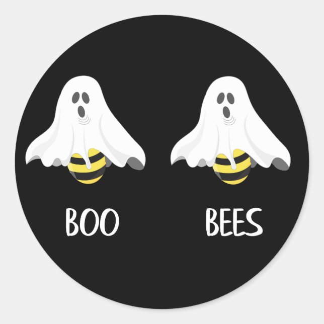Rond Sticker d'Halloween Fête des Adultes Boo Bees Ghos (Devant)