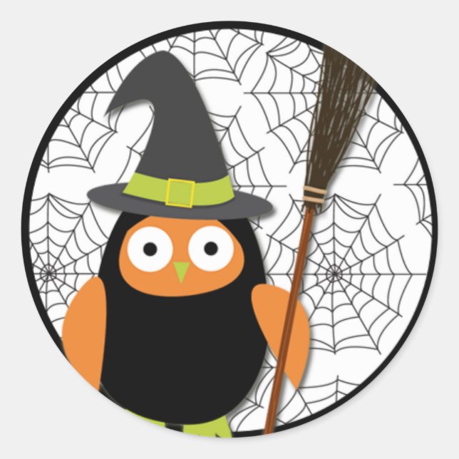 Rond Sticker d'Halloween - hibou (Devant)
