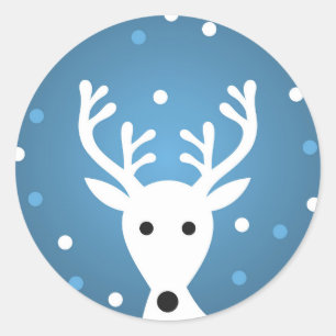 Rond Sticker d'hiver bleu renne