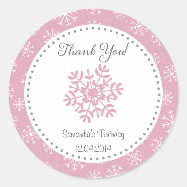 Rond Sticker d'hiver pour l'anniversaire de neige (Devant)