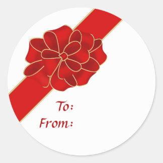 Rond Sticker Diagonal Red Bow