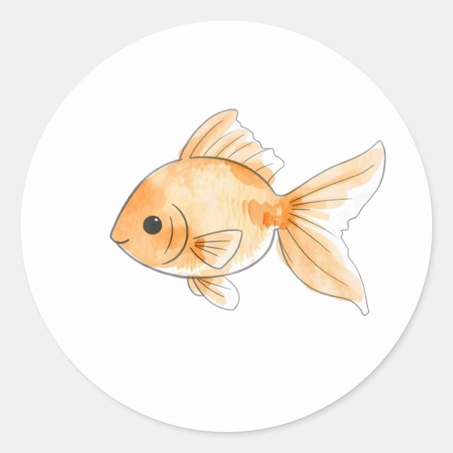 Rond Sticker d'illustration d'aquarelle de poisson roug (Devant)