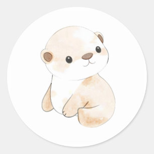 Rond Sticker d'illustration de l'aquarelle mignonne Bab