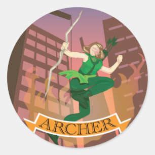 Rond Sticker d'illustration pour archer femelle