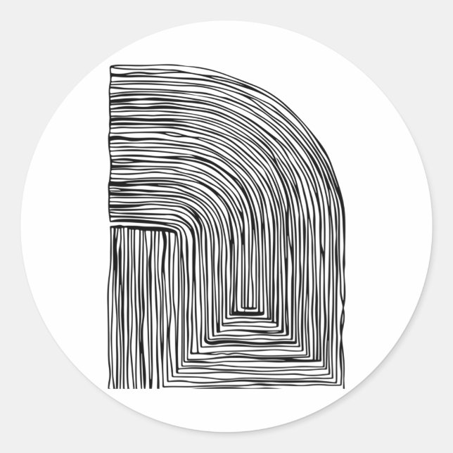 Rond Sticker d'impression en ligne Abstraite noir et bl (Devant)