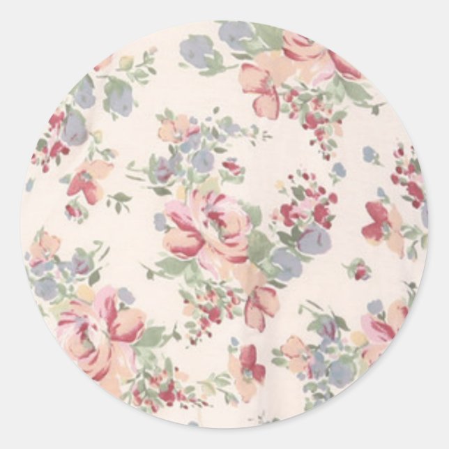 Rond Sticker d'impression florale vintage personnalisab (Devant)
