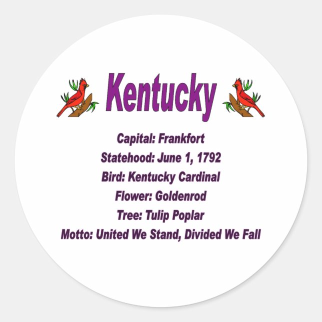 Rond Sticker d'informations d'état du Kentucky (Devant)