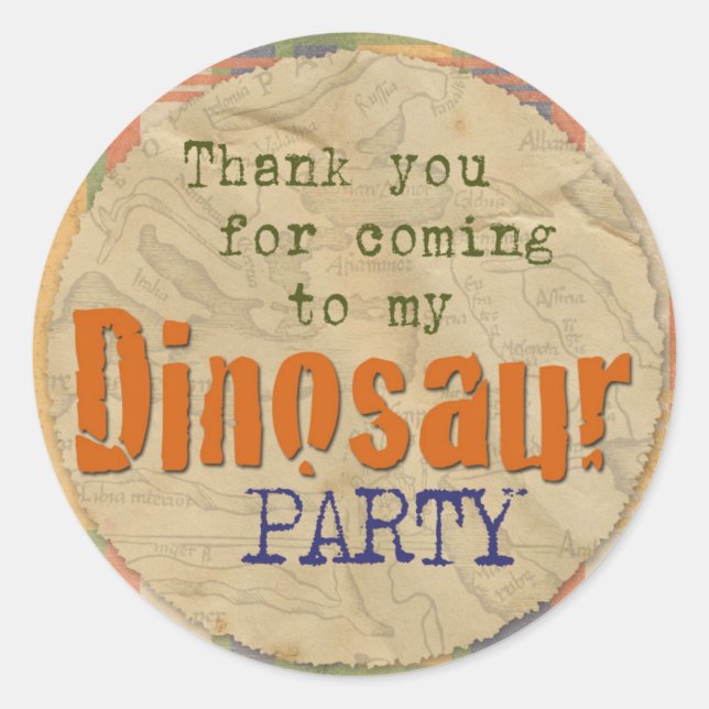 Rond Sticker Dinosaur Party - Merci d'être venu (Devant)