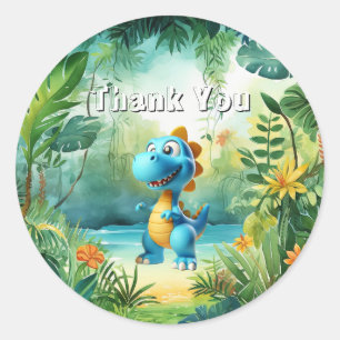 Rond Sticker Dinosaure Cute
