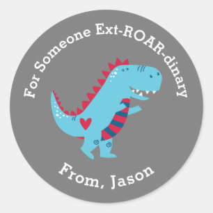 Rond Sticker Dinosaure Jour pour les enfants adorables