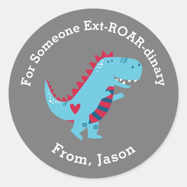 Rond Sticker Dinosaure Jour pour les enfants adorables (Devant)