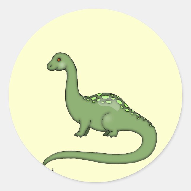 Rond Sticker Dinosaure Vert Enfants (Devant)