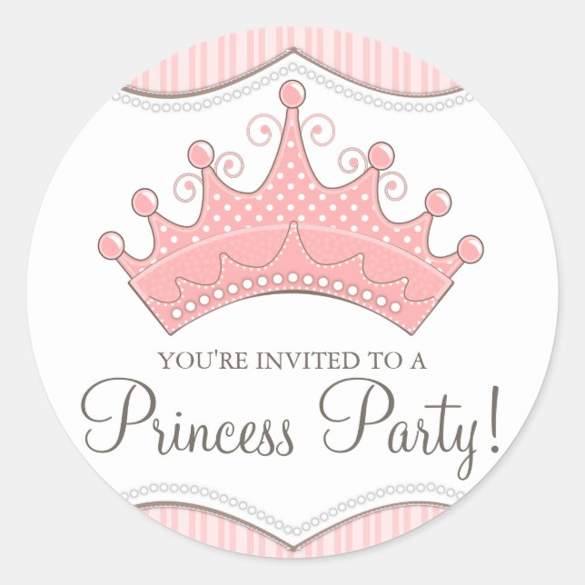 Rond Sticker d'invitation de la princesse Anniversaire  (Devant)