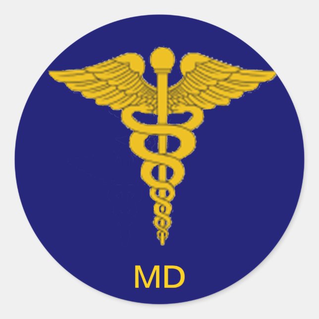 Rond Sticker Docteur Médicale Caduceus (Devant)