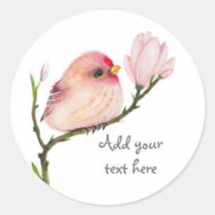 Rond Sticker d'oiseau mignon de sépoll blanc