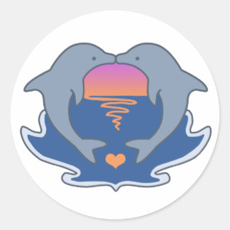 Rond Sticker Dolphin Love