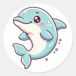 Rond Sticker Dolphin mignon - Jouant et inspiré par l'o