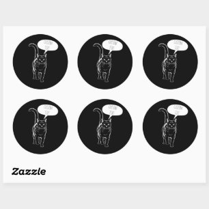 Rond Sticker d'ordinateur portable de chat noir personn