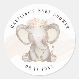 Rond Sticker douche bébé éléphant fille