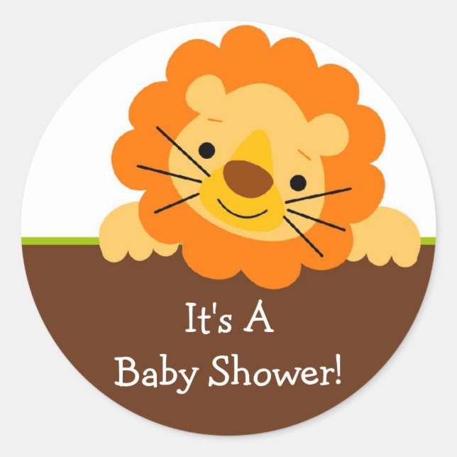 Rond Sticker Douche Bébé Lion mignon (Devant)