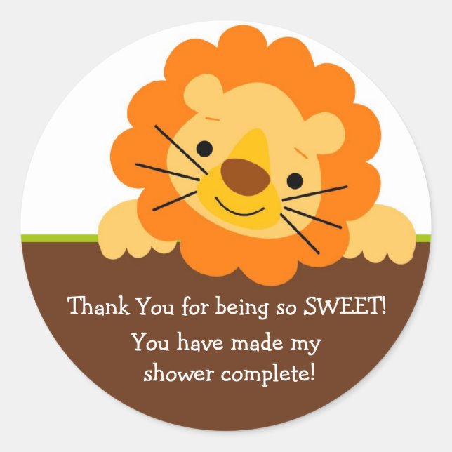 Rond Sticker Douche Bébé Lion mignon (Devant)