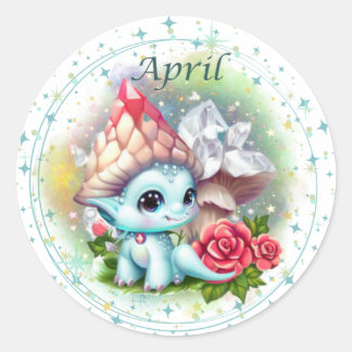 Rond Sticker Dragon Diamond April Birthstone