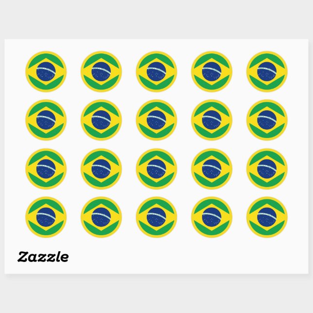 Rond Sticker drapeau brésilien (Feuille)