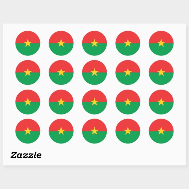 Rond Sticker drapeau Burkina Faso (Feuille)