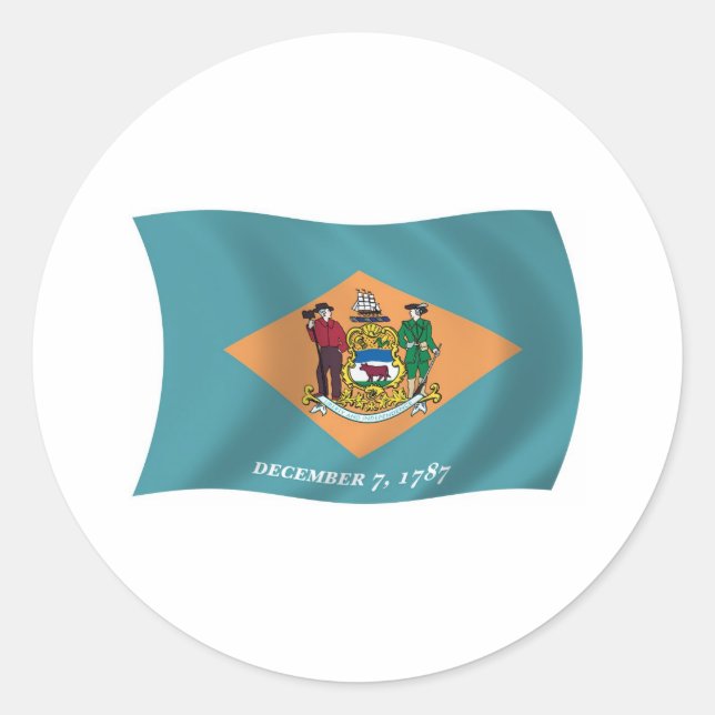 Rond Sticker Drapeau Delaware (Devant)