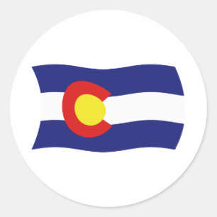Rond Sticker Drapeau du Colorado