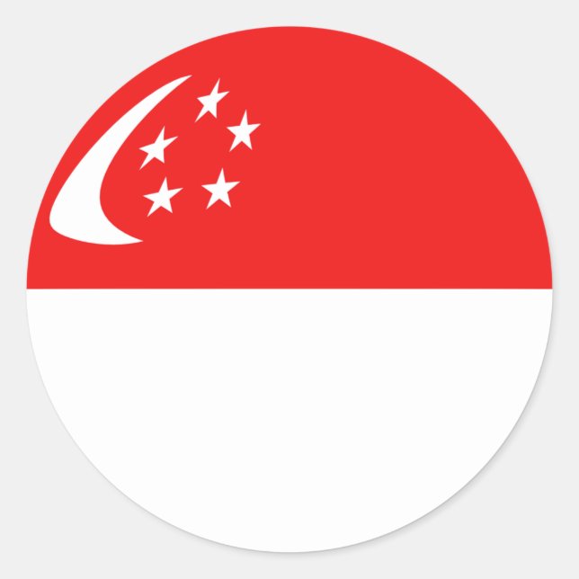 Rond Sticker Drapeau Fisheye de Singapour (Devant)