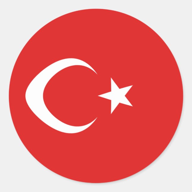 Rond Sticker Drapeau Fisheye Turquie (Devant)