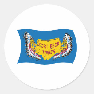 Rond Sticker Drapeau Fort Peck Assiniboine