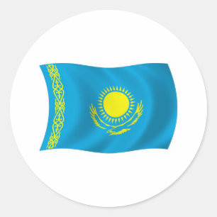Rond Sticker Drapeau Kazakhstan